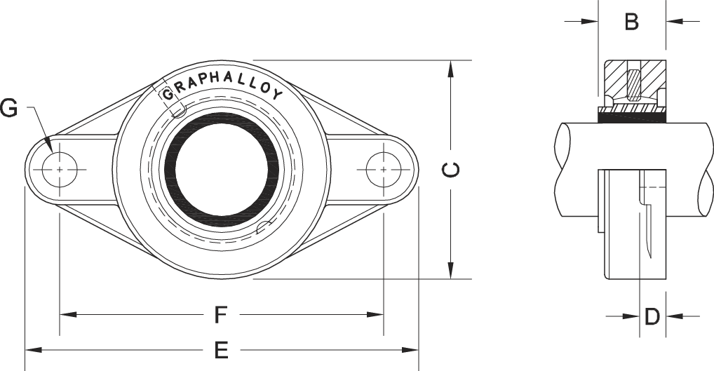 GRAPHALLOY 845F2 Flange Block Drawing