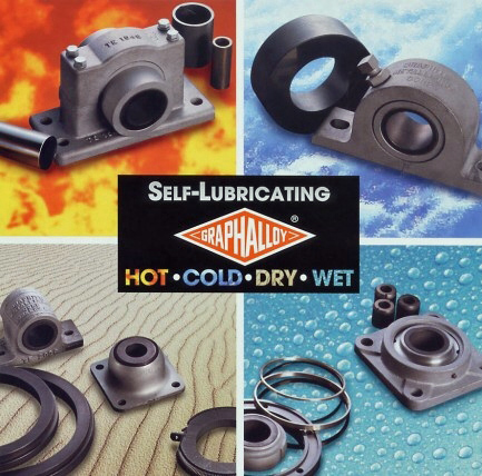 GRAPHALLOY self-lubricating carbon graphite bearings bushings hot cold dry wet